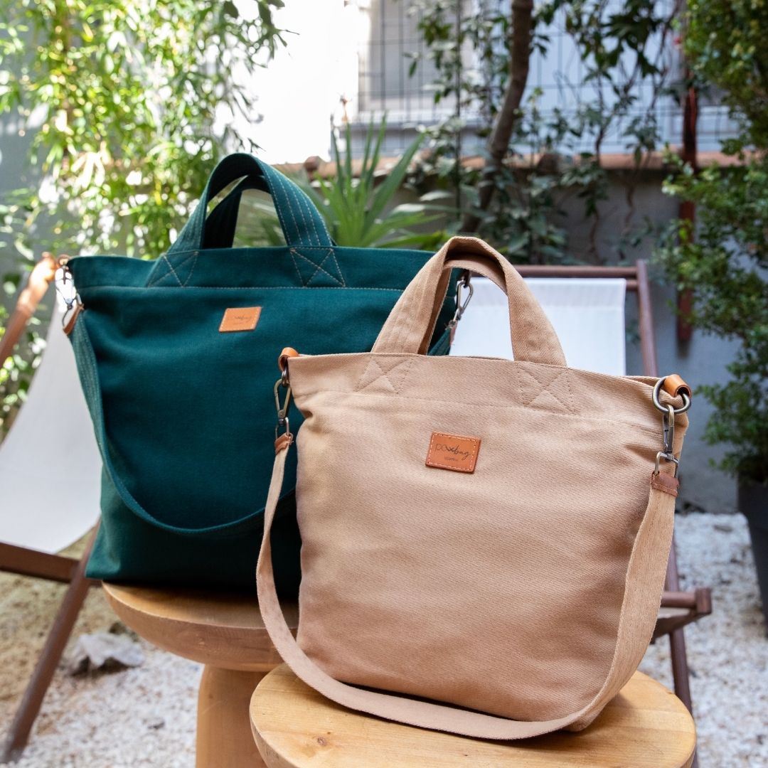 POWRAİN-M Sized Cotton-Lined Canvas Bag with Detachable Strap