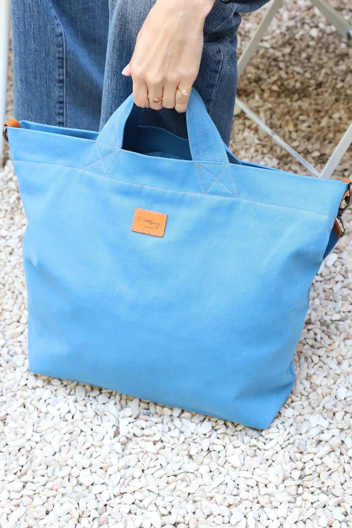 POWRAİN-M Sized Cotton-Lined Canvas Bag with Detachable Strap