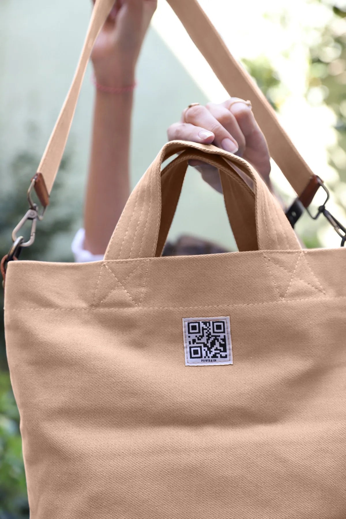 POWRAİN-M Sized Cotton-Lined Canvas Bag with Detachable Strap