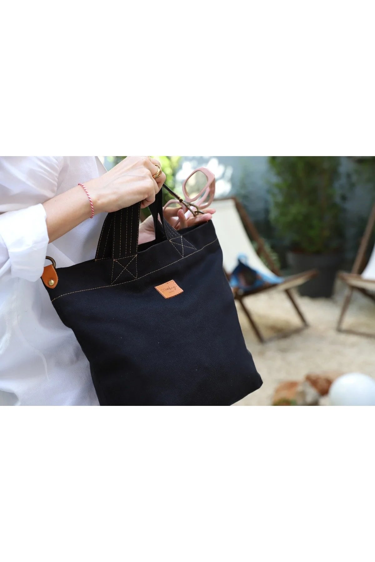 POWRAİN-M Sized Cotton-Lined Canvas Bag with Detachable Strap