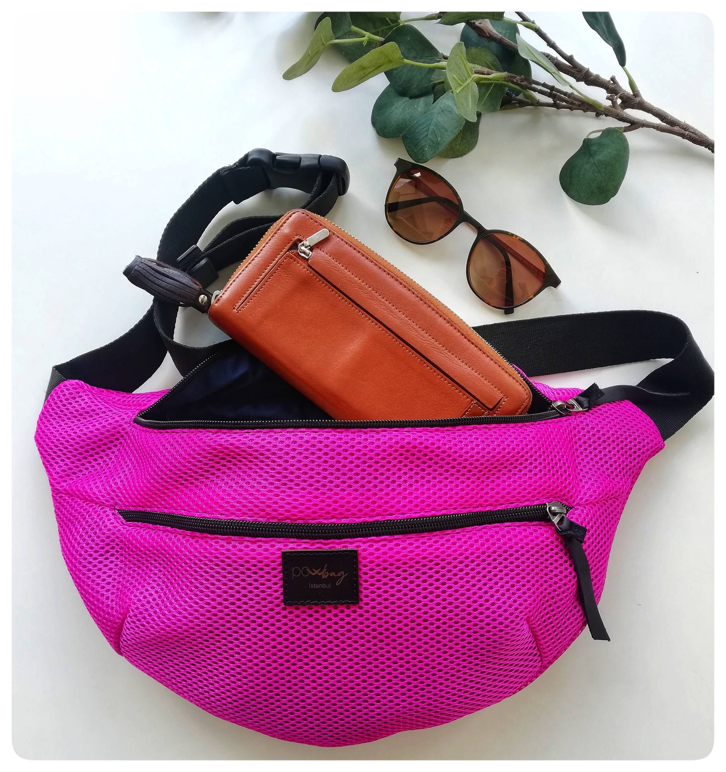 MESHBAG Oversized Orange Fanny Pack - Unisex Crossbody Hip Bag for Travel, Hiking, and Everyday Use