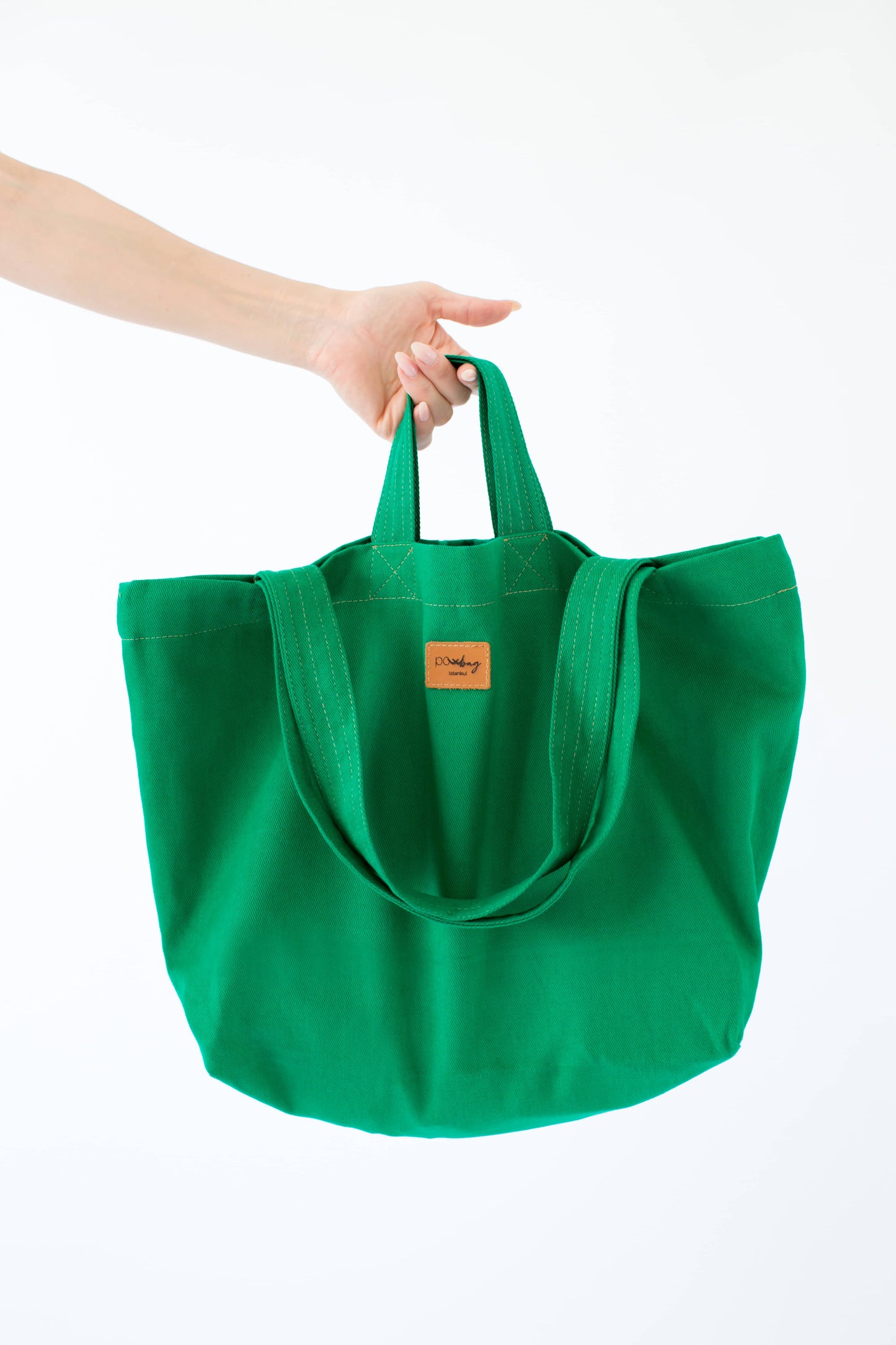 CARRİER Neon Green Color Patterned Canvas Tote Bag with Cotton Lining – Shoulder and Hand Bag