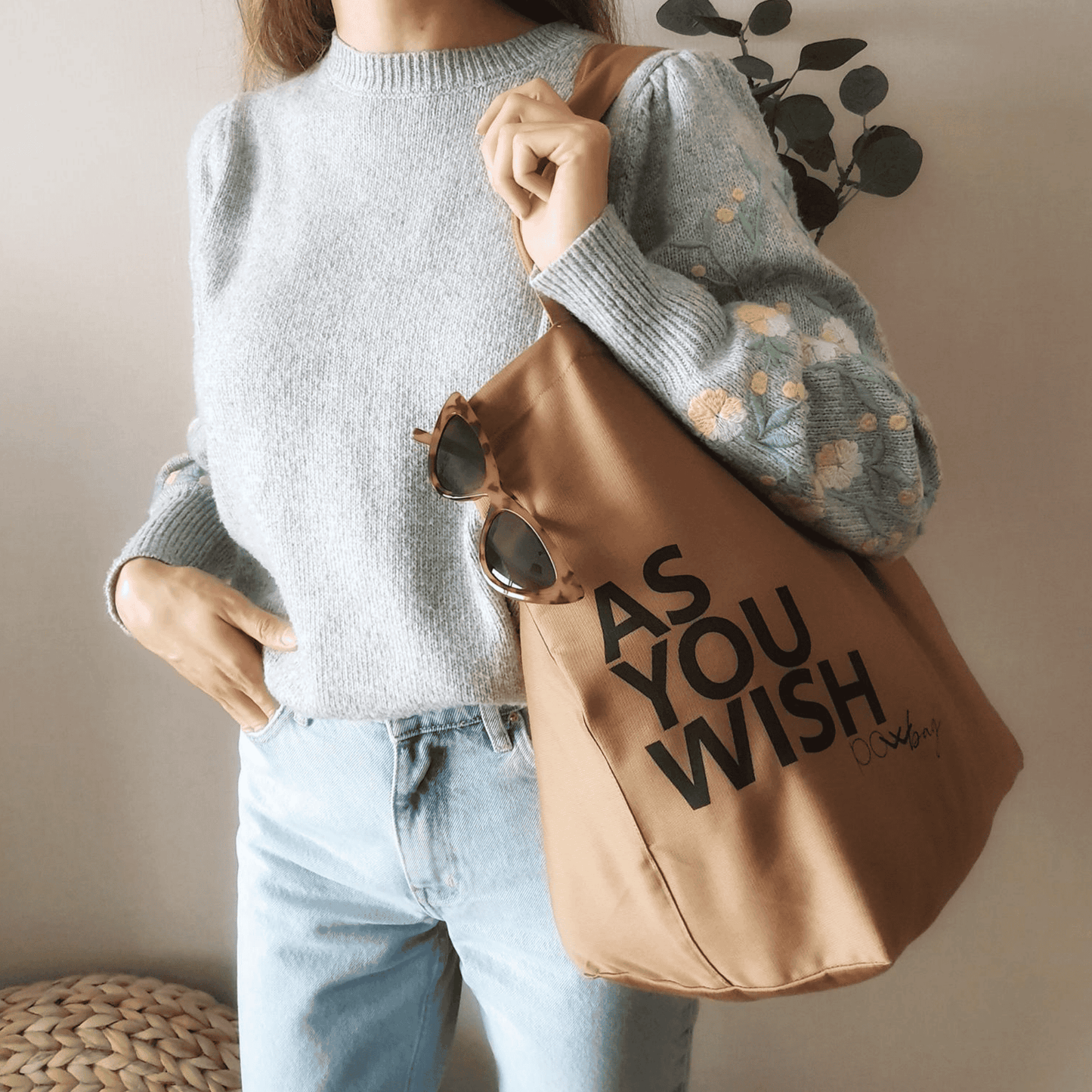 AS YOU WISH Cotton Canvas Tote Bag with UV Print and Inner Pocket"